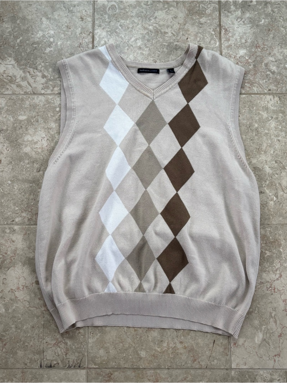 Van Heusen Studio 100% Cotton Argyle Sweater Vest